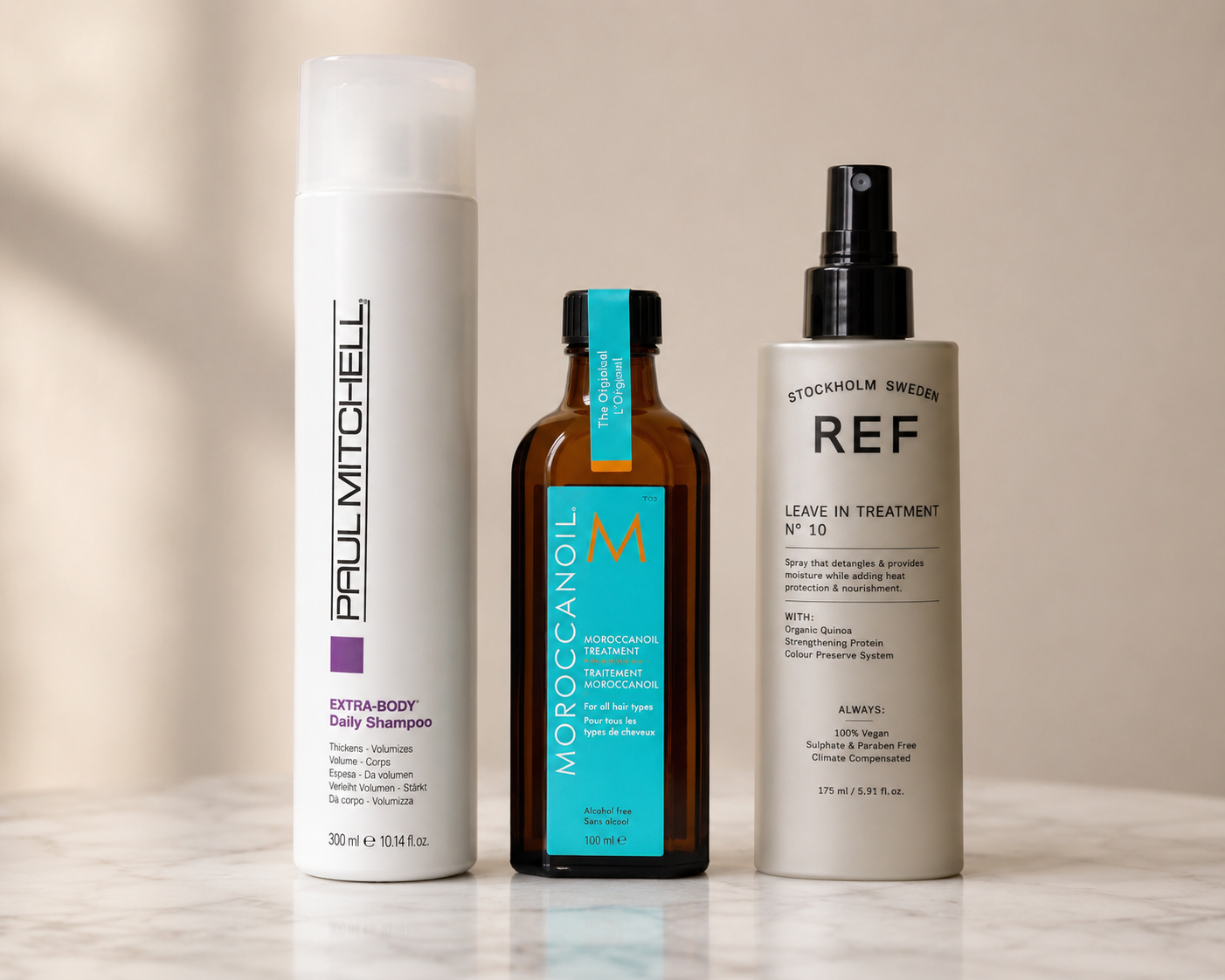 Paul Mitchell, Moroccanoil og REF — produktene vi bruker i salongen